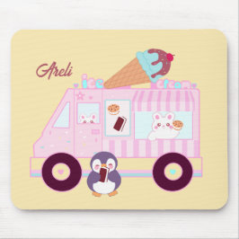 Niedlicher Hasen-Eis-Lkw, blau und rosa Mousepad