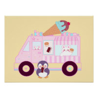 Niedlicher Hasen-Eis-Lkw, blau und rosa