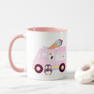 Niedlicher Hasen-Eis-Lkw, blau und rosa Tasse