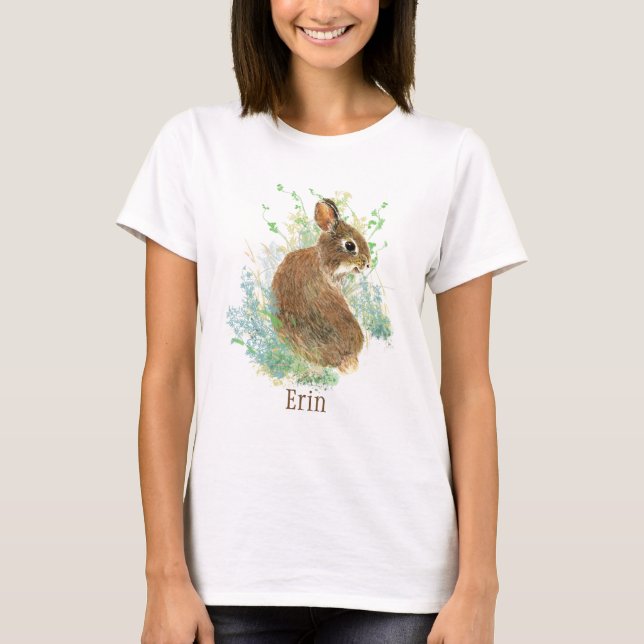 Niedlicher Hasen Haustier Individuelle Name Hoodie T-Shirt (Vorderseite)