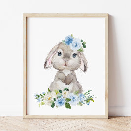 Niedlicher Hasen, Kaninchen, Blumen, Junge Kinderz Fotodruck