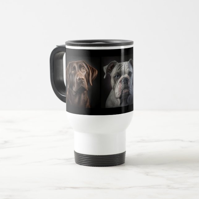 Niedlicher Haustier Hund 3 Foto kundenspezifisch Reisebecher (Vorderseite Links)