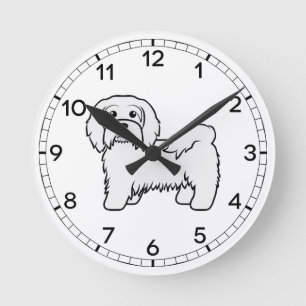 Niedlicher Havanese-Kartoon-Hunde-Illustration Runde Wanduhr
