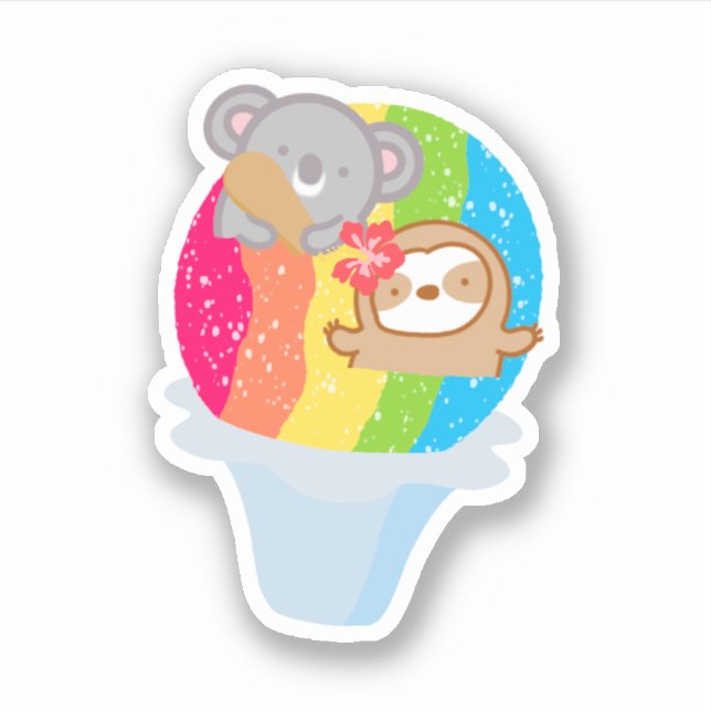 Niedlicher Hawaiianischer Regenbogeneis Aufkleber (Vorderseite)