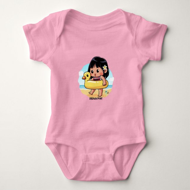 Niedlicher Hawaiianischer Strandtag Baby Strampler (Vorderseite)