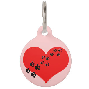Niedlicher Heart- und Paw-Druck Haustiermarke