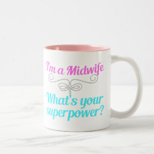 Niedlicher HebammeSuperhero Zweifarbige Tasse