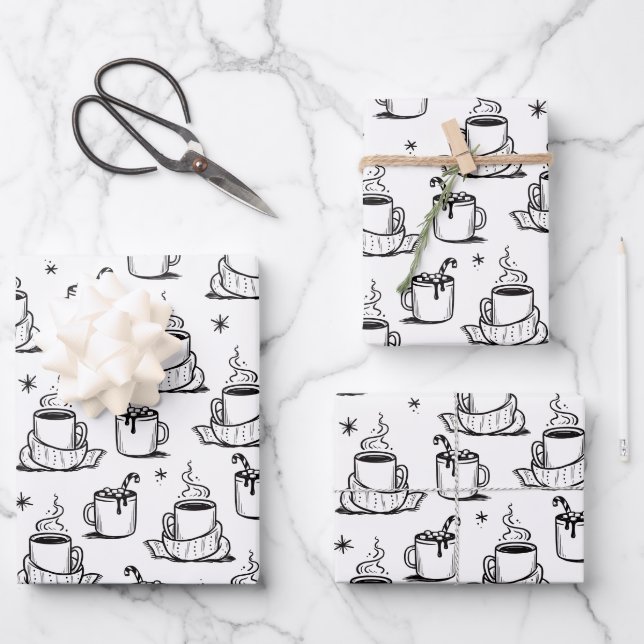 Niedlicher heißer Kaffee Nahtloses Muster Geschenkpapier Set (Vorderseite)