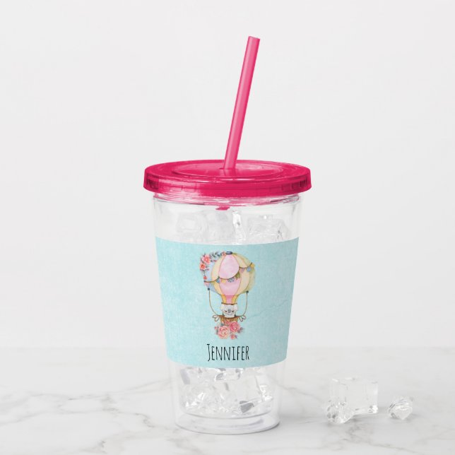 Niedlicher Heißluftballon mit Bärenwasser Acryltrinkbecher (Rückseite Ice)