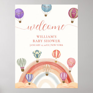 Niedlicher Heißluftballon Rainbow Baby Dusche Will Poster