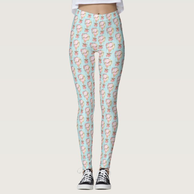 Niedlicher Heißluftballon Wasserfarben-Muster Leggings (Vorderseite)