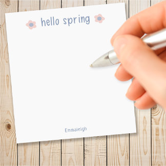Niedlicher Hello Spring Floral Mit Monogramm Notizblock