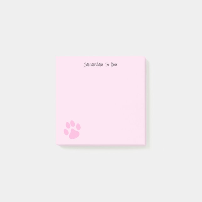 Niedlicher, hellrosa Pawprint Post-it Klebezettel (Vorderseite)