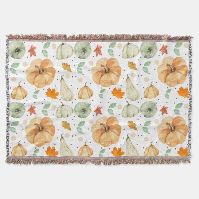 Niedlicher Herbst Herbst Pumpkin Blätter Erntedank Decke (Vorderseite)