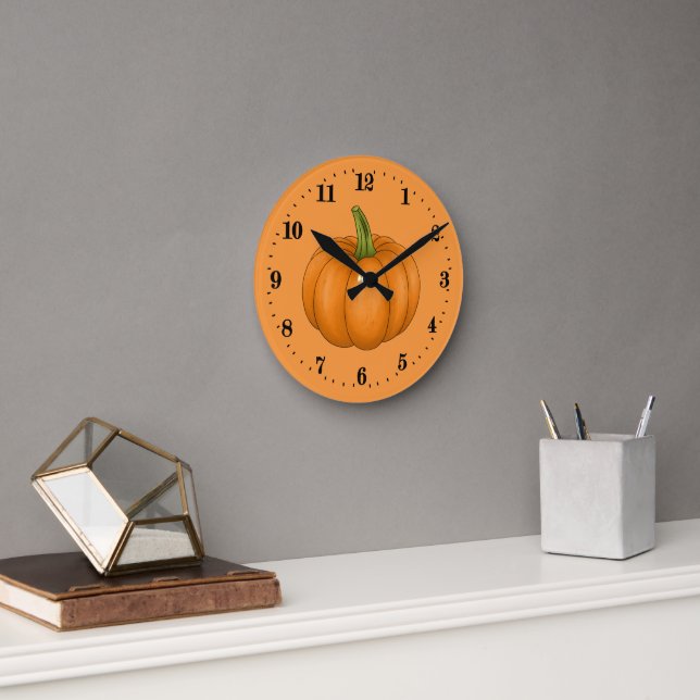 niedlicher Herbst Saisonkürbis Runde Wanduhr (Büro)
