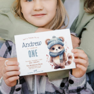 Niedlicher Herbst Winter Geburtstagsparty Einladung