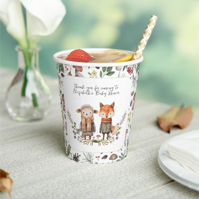 Niedlicher Herbst | Woodland Forest Baby Dusche Pappbecher (In Situ)