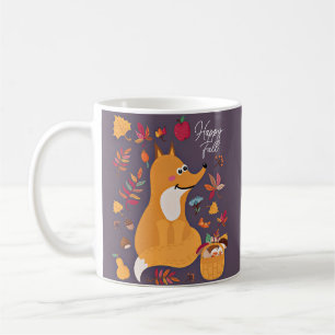 Niedlicher Herbstfox mit benutzerdefiniertem Text Kaffeetasse