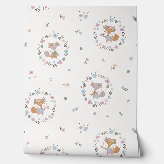 Niedlicher Herbstfox mit Blume Tapete (Abrollen)