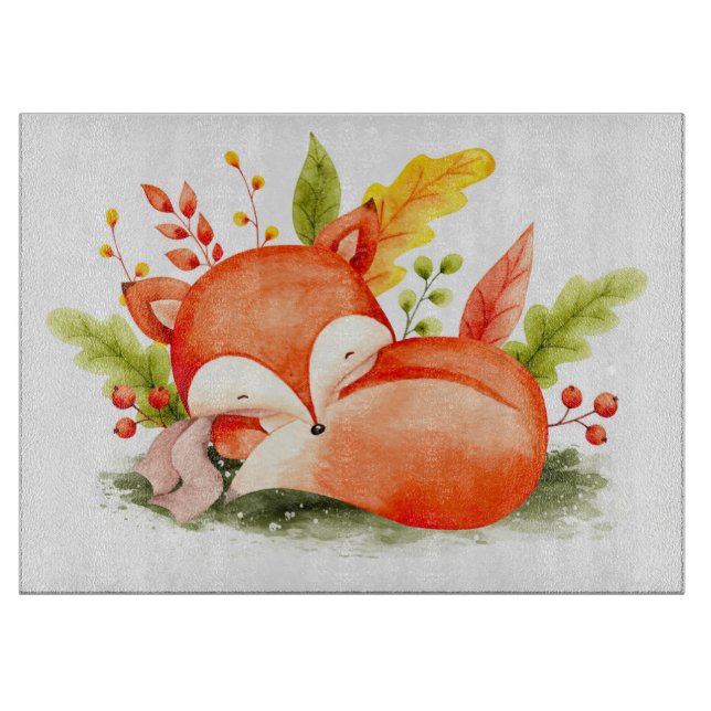 Niedlicher Herbstfox Schneidebrett (Vorderseite)