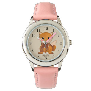 Niedlicher Herbstfuchs und -individueller Name Armbanduhr