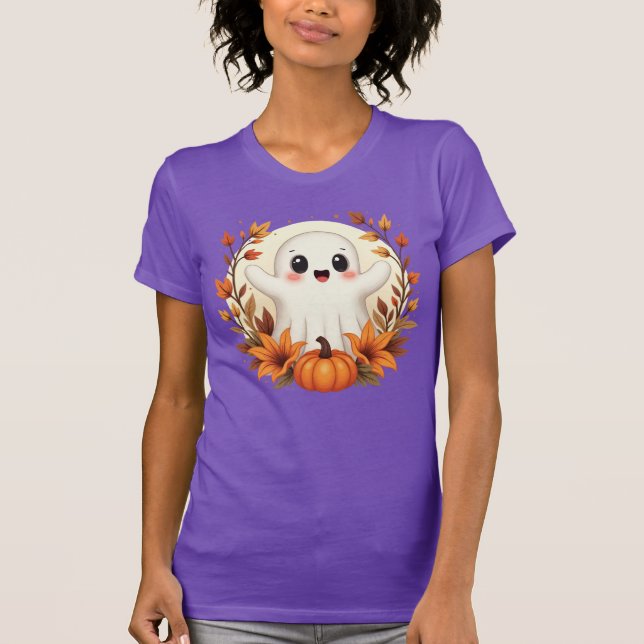 Niedlicher Herbstghost Pumpkin T-Shirt (Vorderseite)
