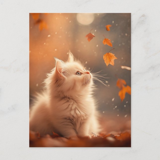 Niedlicher Herbstkitten Postkarte (Vorderseite)