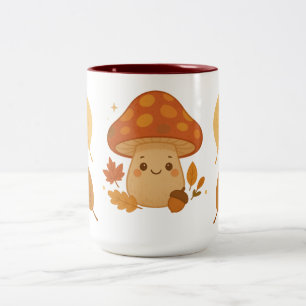 Niedlicher Herbstpilz auf gemütlichen Folies Zweifarbige Tasse