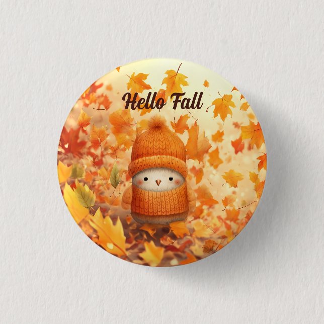 Niedlicher Herbstvogel für Herbst verkleidet Button (Vorderseite)