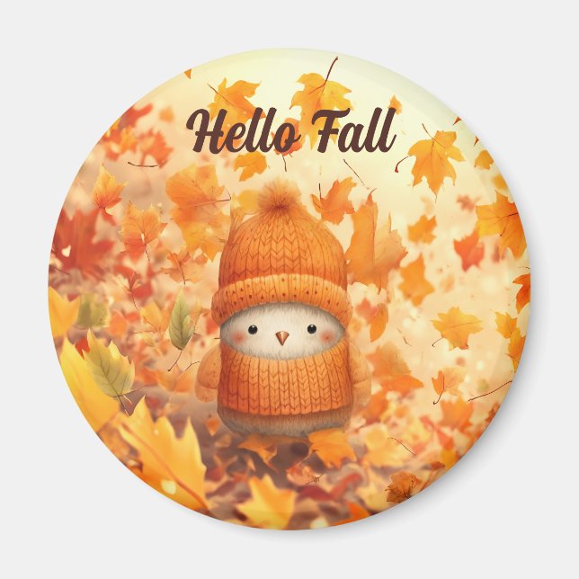 Niedlicher Herbstvogel für Herbst verkleidet Magnet (Vorne)
