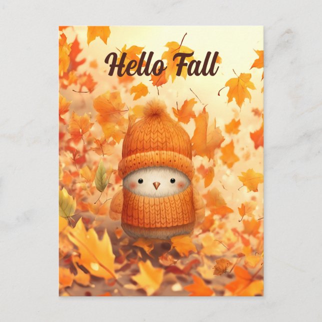 Niedlicher Herbstvogel für Herbst verkleidet Postkarte (Vorderseite)