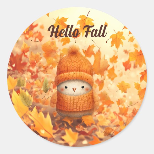 Niedlicher Herbstvogel für Herbst verkleidet Runder Aufkleber (Vorderseite)