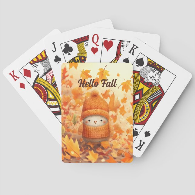 Niedlicher Herbstvogel für Herbst verkleidet Spielkarten (Rückseite)
