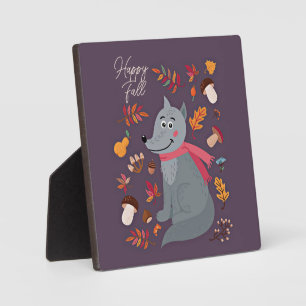 Niedlicher Herbstwolf mit benutzerdefiniertem Text Fotoplatte