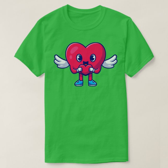 Niedlicher HerzEngel mit Liebe Cartoon signieren1 T-Shirt (Design vorne)