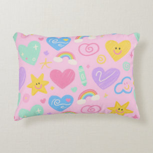 Niedlicher Herzklopfen und Doodles Akzent Dekokissen