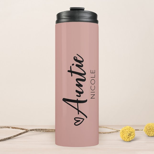 Niedlicher Herzstillstand Personalisiert rosa Tuap Thermosbecher (Von Creator hochgeladen)