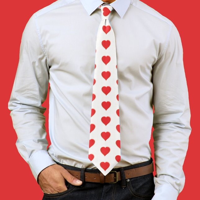 Niedlicher Herztag Valentinstag für ihn Krawatte (Red heart pattern mens neck tie)