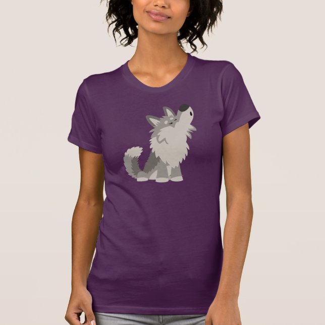 Niedlicher HeulenCartoon-Wolf-Frauen-T - Shirt (Vorderseite)