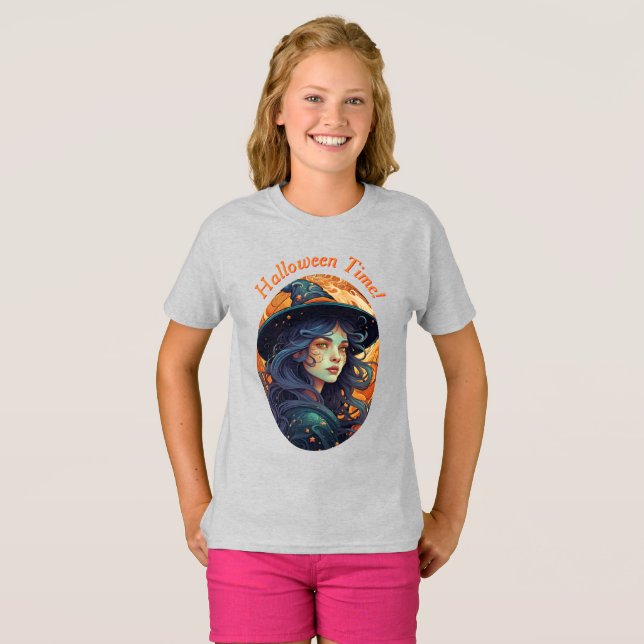 Niedlicher Hexendesignkids-Halloween-T - Shirt (Vorne ganz)