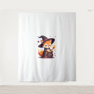Niedlicher Hexenfox - Zauberhaftes Halloween-T-Shi Wandteppich