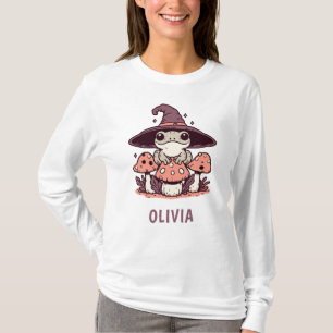 Niedlicher Hexenfrosch auf Pilzen T-Shirt