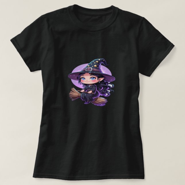 Niedlicher HexenHalloween-T - Shirt - Cartoon im C (Design vorne)