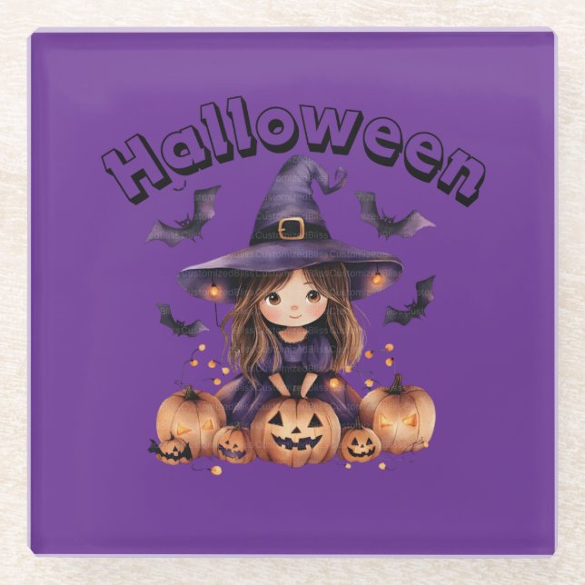 Niedlicher HexenHalloween-Untersetzer Glasuntersetzer (Vorderseite)