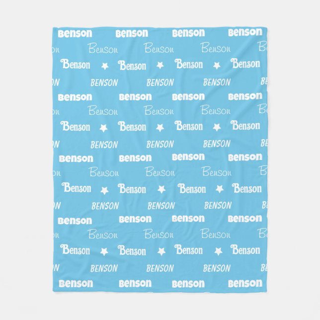 Niedlicher Himmelblau wiederholender Name personal Fleecedecke (Vorderseite)