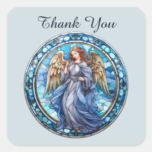 Niedlicher Himmlischer Angel religiöser Dank Quadratischer Aufkleber