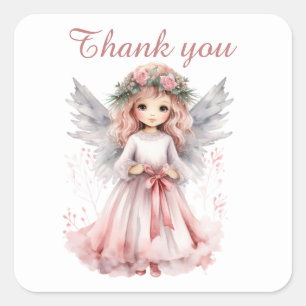 Niedlicher Himmlischer Angel vielen Dank Quadratischer Aufkleber