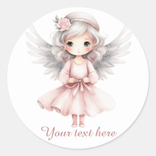 Niedlicher Himmlischer Angel-Zusatz Runder Aufkleber
