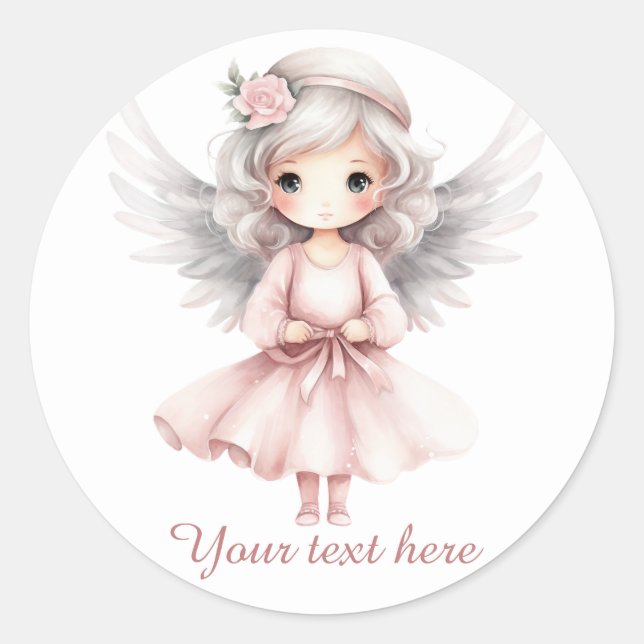 Niedlicher Himmlischer Angel-Zusatz Runder Aufkleber (Vorderseite)