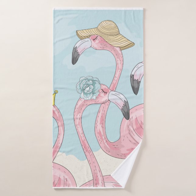 Niedlicher Hintergrund mit Flamingos. Sommerlicher Badehandtuch (Badehandtuch)